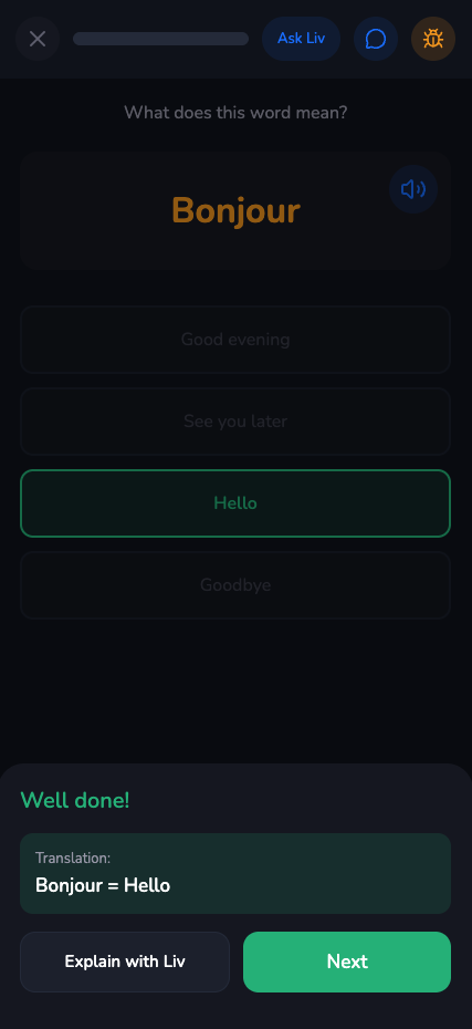 Lagom Vocabulary screen